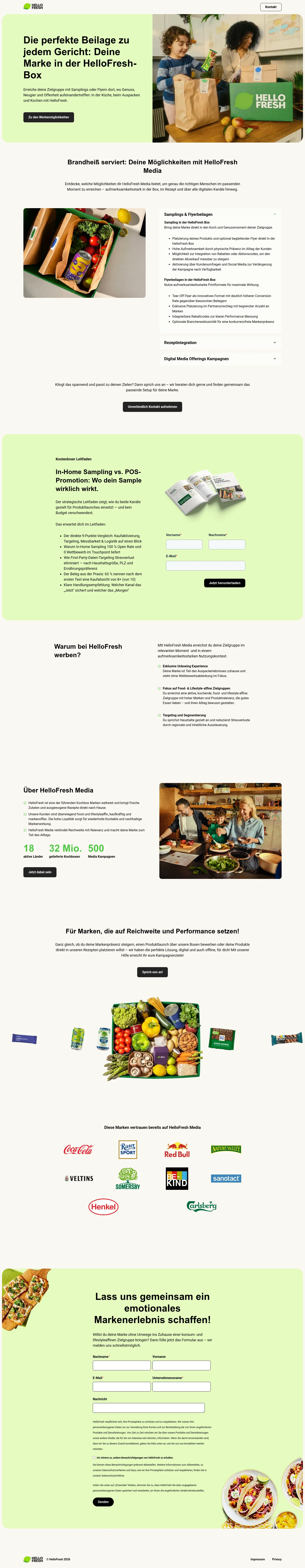 HelloFresh landing page