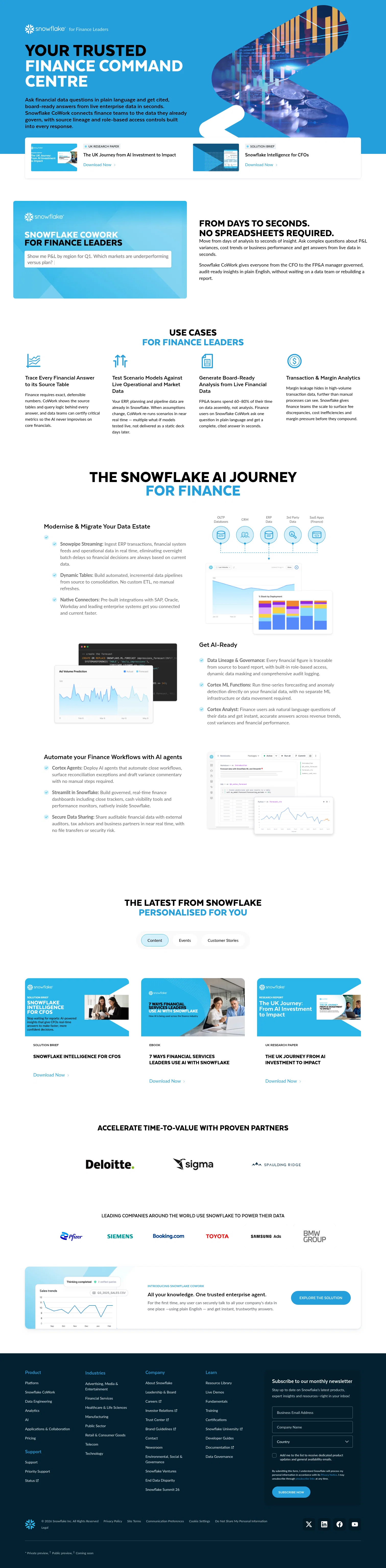 Snowflake landing page