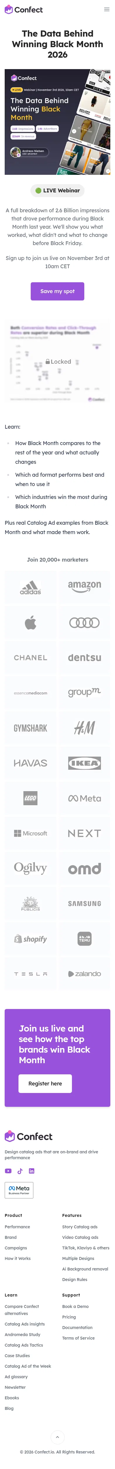 confect.io/webinars/black-friday-2026 on mobile, full screenshot