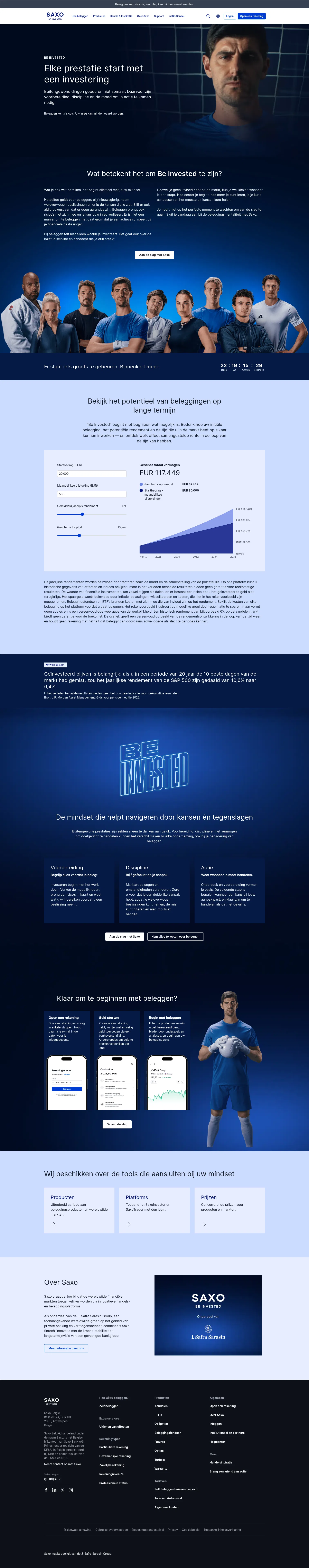 home.saxo/nl-be/be-invested on desktop, full screenshot