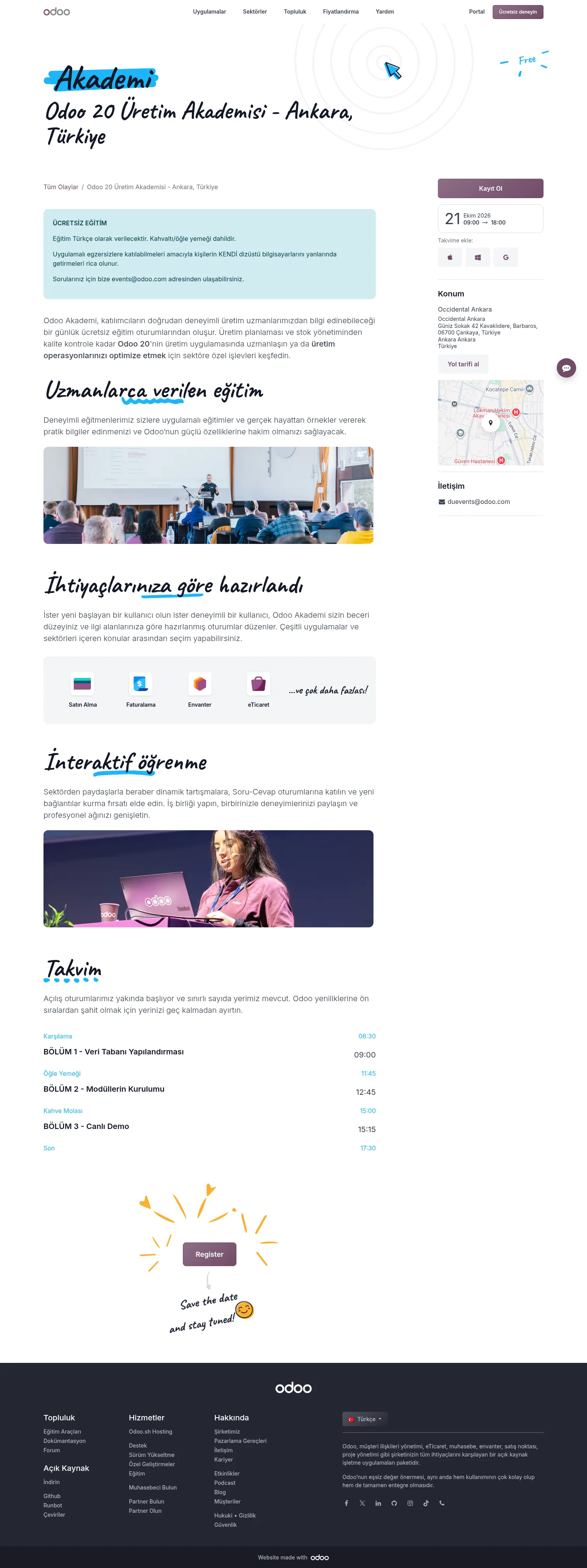 odoo.com/tr_TR/event/odoo-20-uretim-akademisi-ankara-turkiye-12314/register on desktop, full screenshot