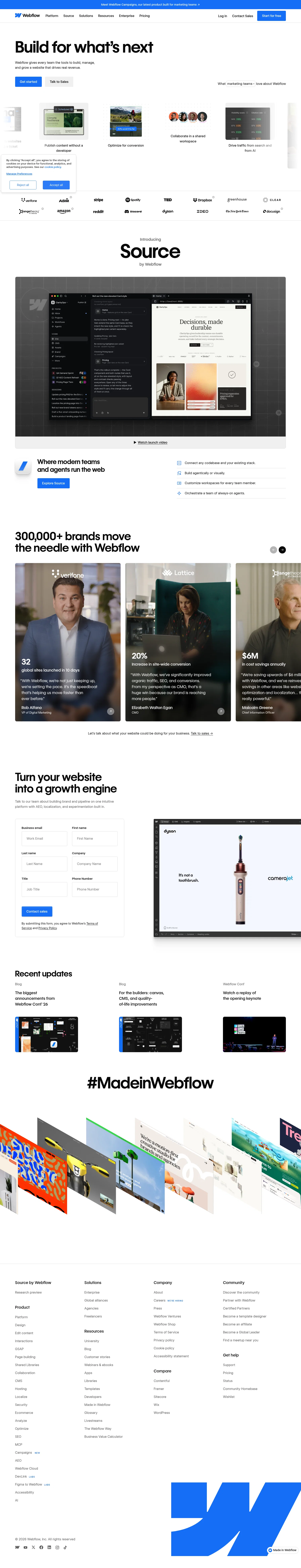 Webflow landing page