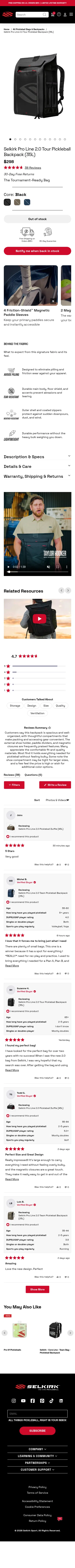 selkirk.com/products/selkirk-pro-line-2-0-tour-backpack-35l on mobile, full screenshot
