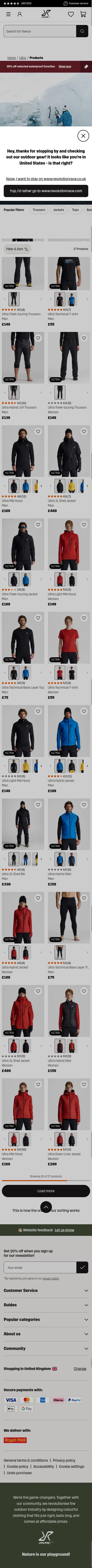 revolutionrace.co.uk/ultra/products on mobile