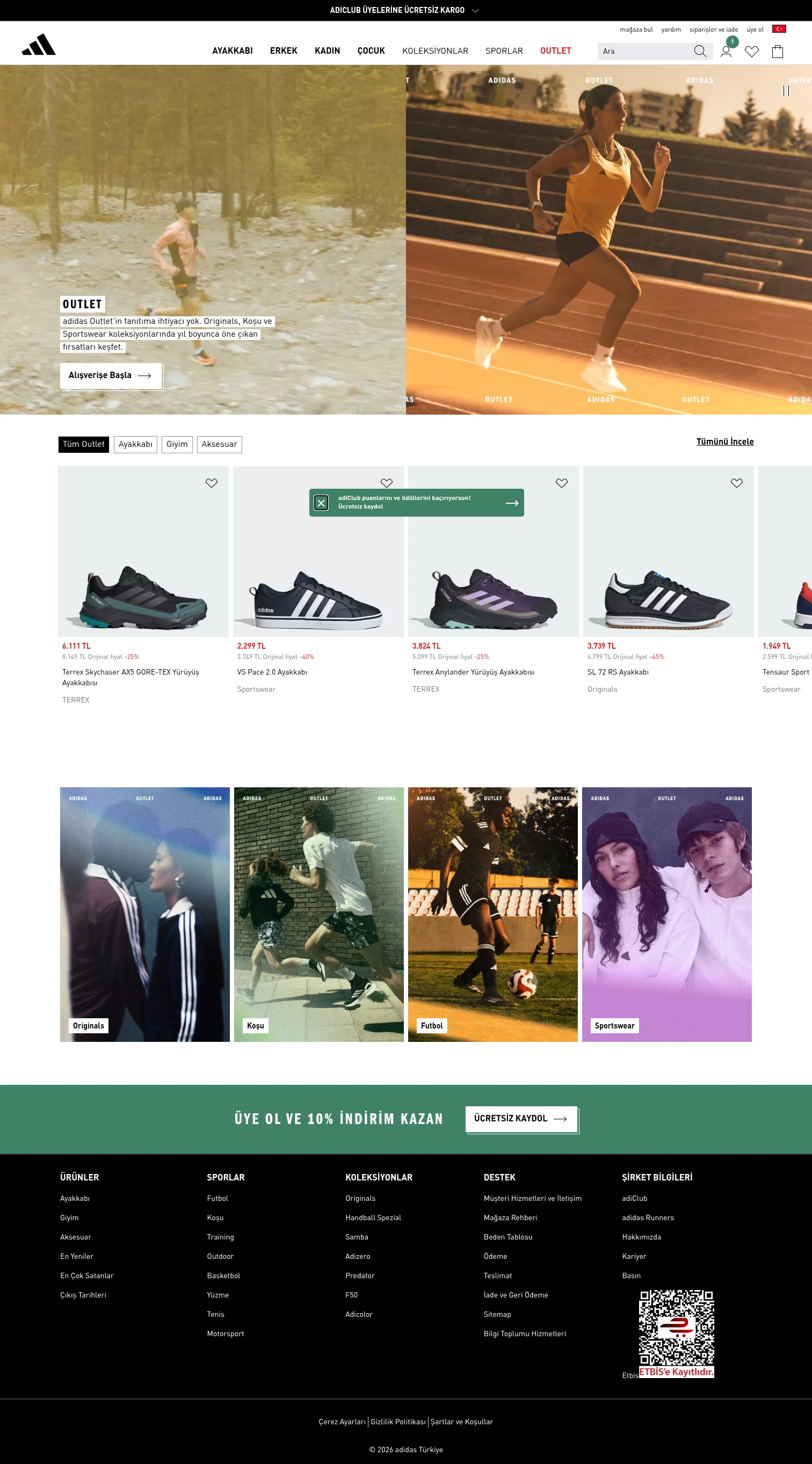 adidas.com.tr/tr/outlet on desktop
