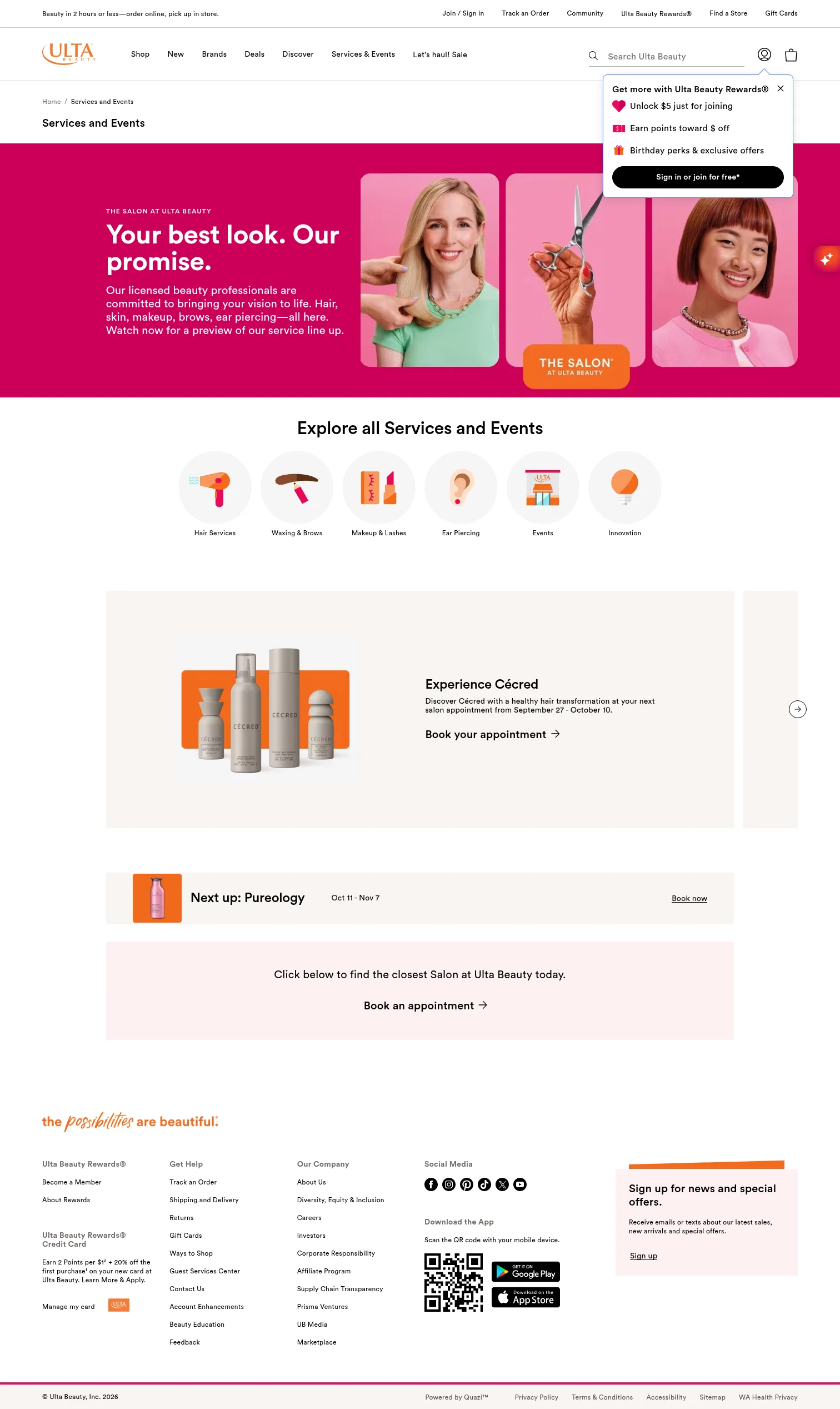 ulta.com/beautyservices/all on desktop