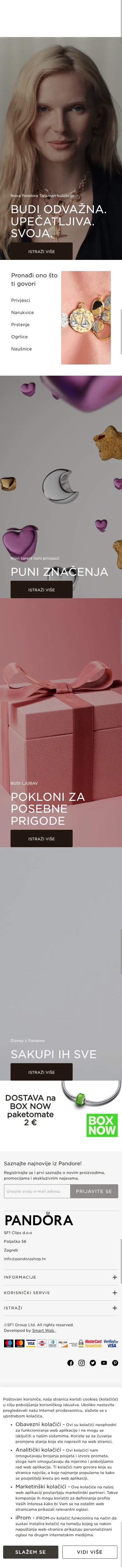 pandorashop.hr on mobile