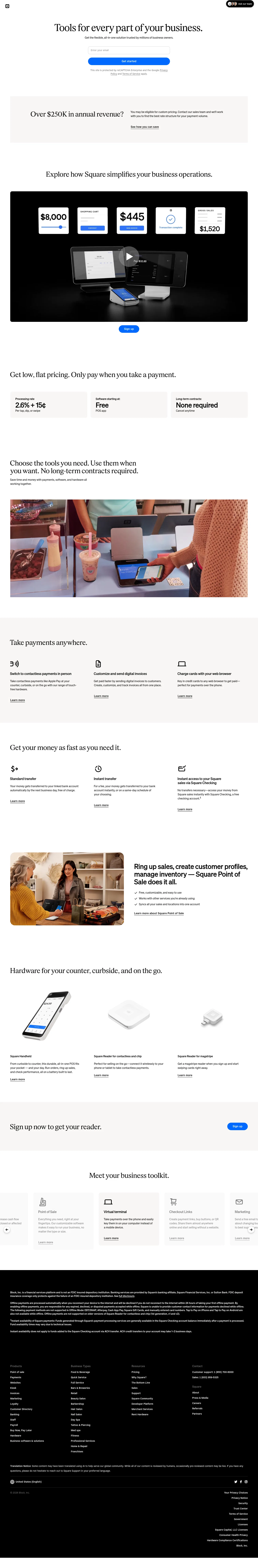 squareup.com/us/en/campaigns/cross-product-center on desktop, full screenshot