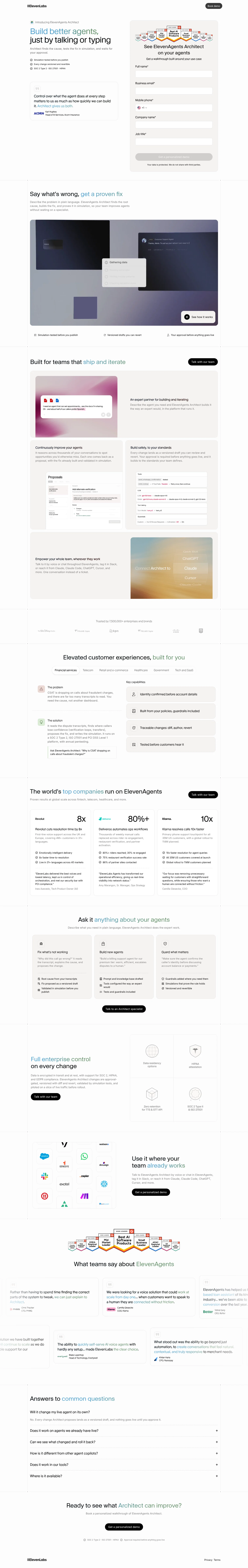 Elevenlabs landing page