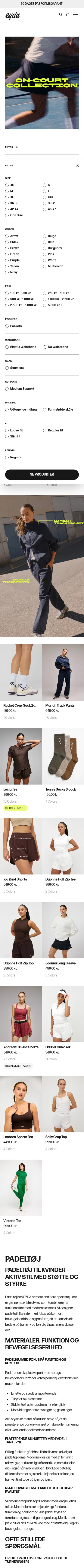 eyda.dk/collections/padel on mobile, full screenshot