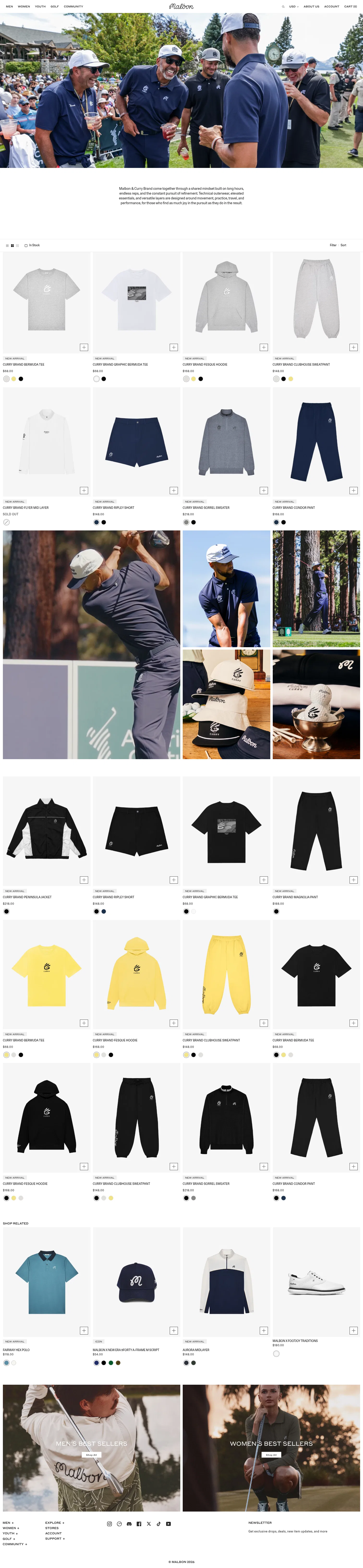 malbon.com/collections/curry-brand on desktop, full screenshot