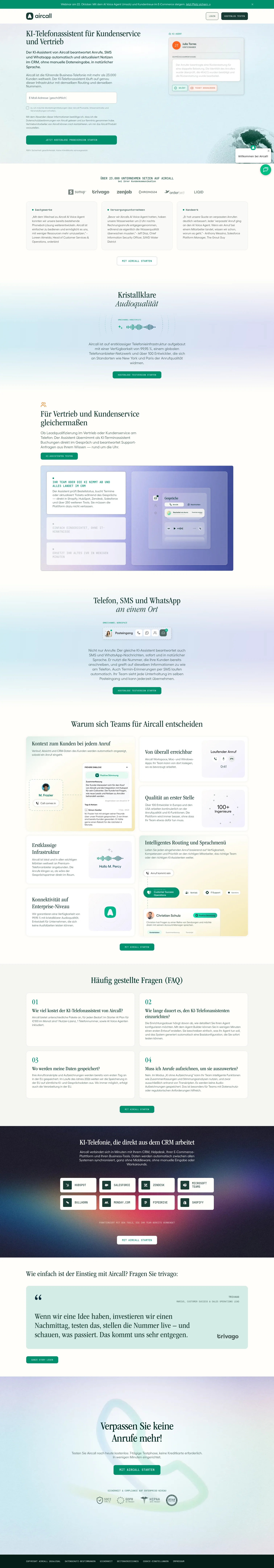 Aircall landing page