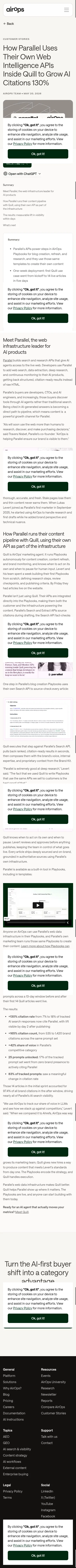 airops.com/blog/parallel-customer-story on mobile, full screenshot