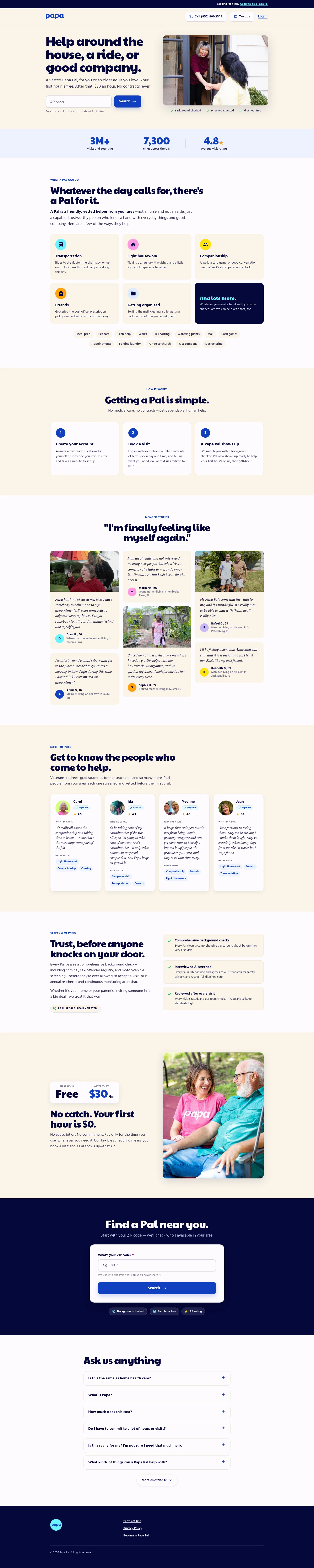 get.papa.com on desktop, full screenshot