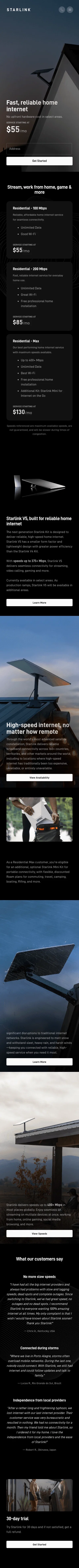 starlink.com/residential on mobile
