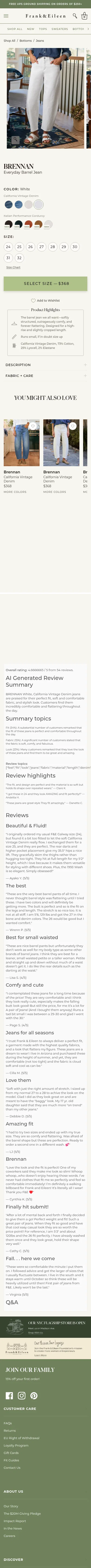 frankandeileen.com/products/brennan-white-california-vintage-denim on mobile, full screenshot