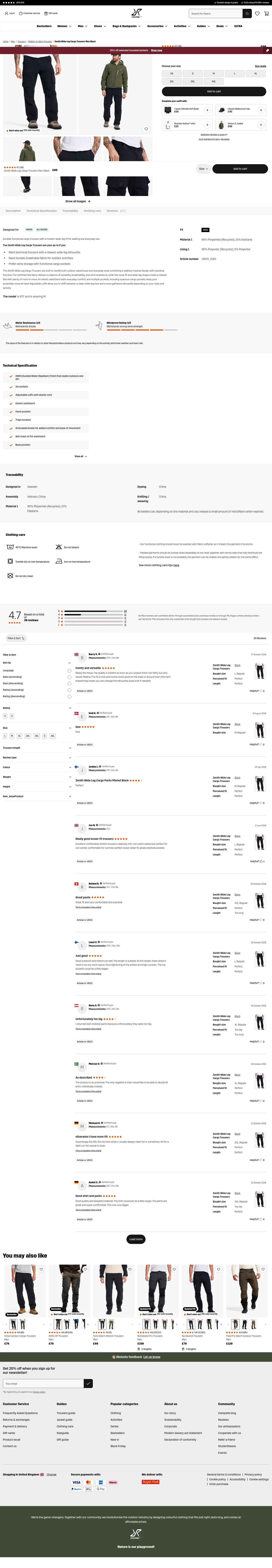 revolutionrace.co.uk/men/trousers/walking-hiking-trousers/zenith-wide-leg-cargo-pants-men on desktop, full screenshot