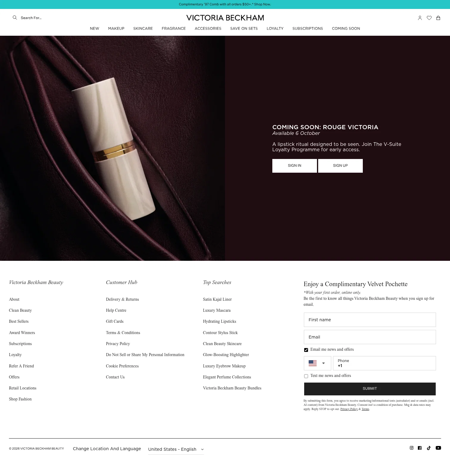Victoria Beckham Beauty landing page