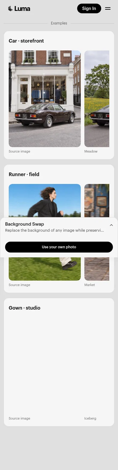 app.lumalabs.ai/solutions/background-swap on mobile