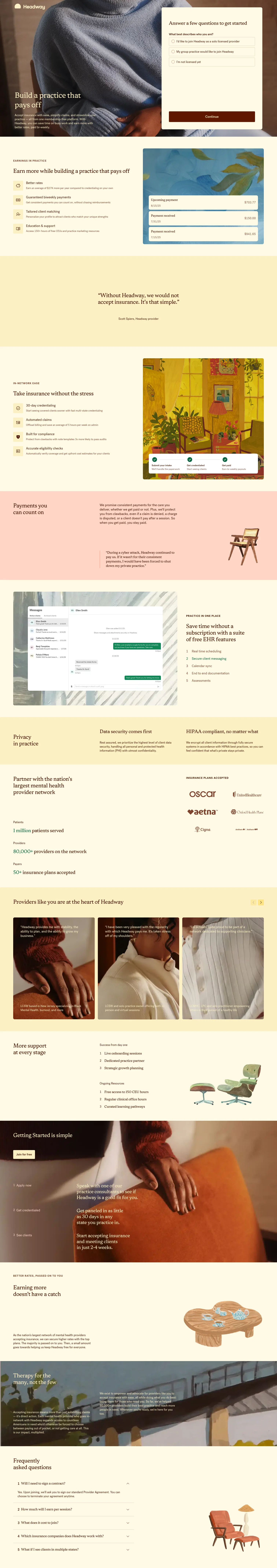 Headway landing page