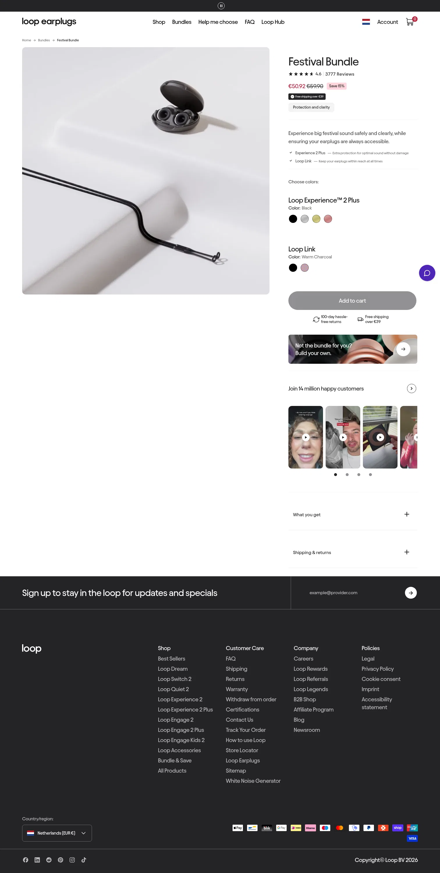 loopearplugs.com/products/festival-bundle on desktop, full screenshot