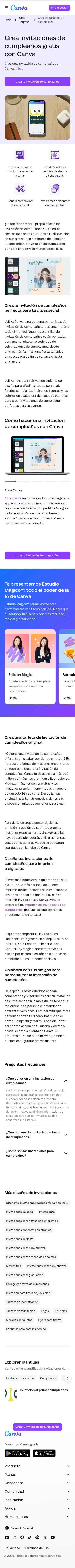 canva.com/es_es/crear/tarjetas/invitaciones-cumpleanos on mobile, full screenshot