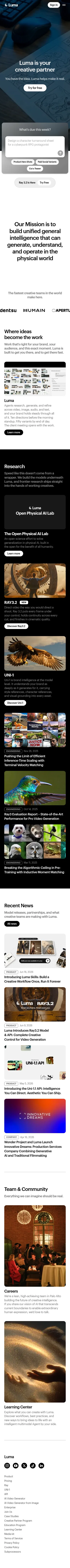 lumalabs.ai on mobile, full screenshot