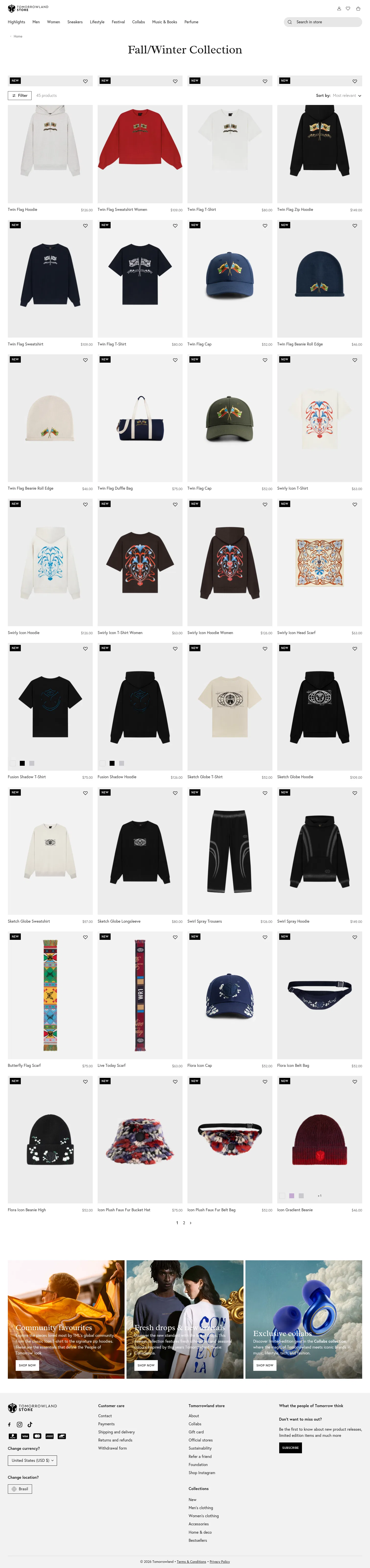 store.tomorrowland.com/collections/fall-winter-collection-27 on desktop, full screenshot