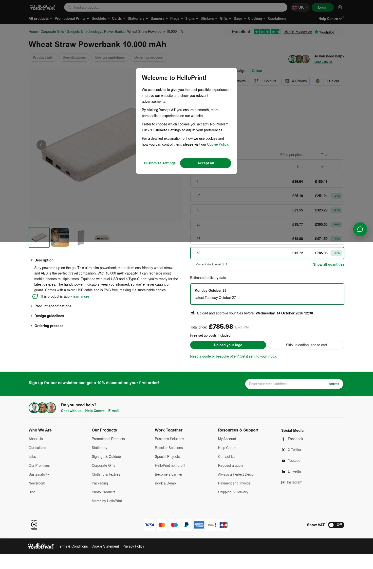 helloprint.com/en-gb/10000mahwheatstrawpowerbank-1color-padprinting-80x40xnoxnoitemfront-50-days8 on desktop, full screenshot