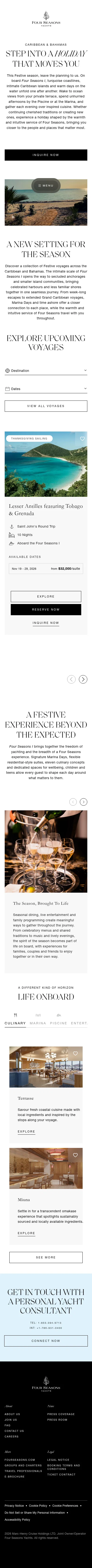 fourseasonsyachts.com/festive-2026 on mobile