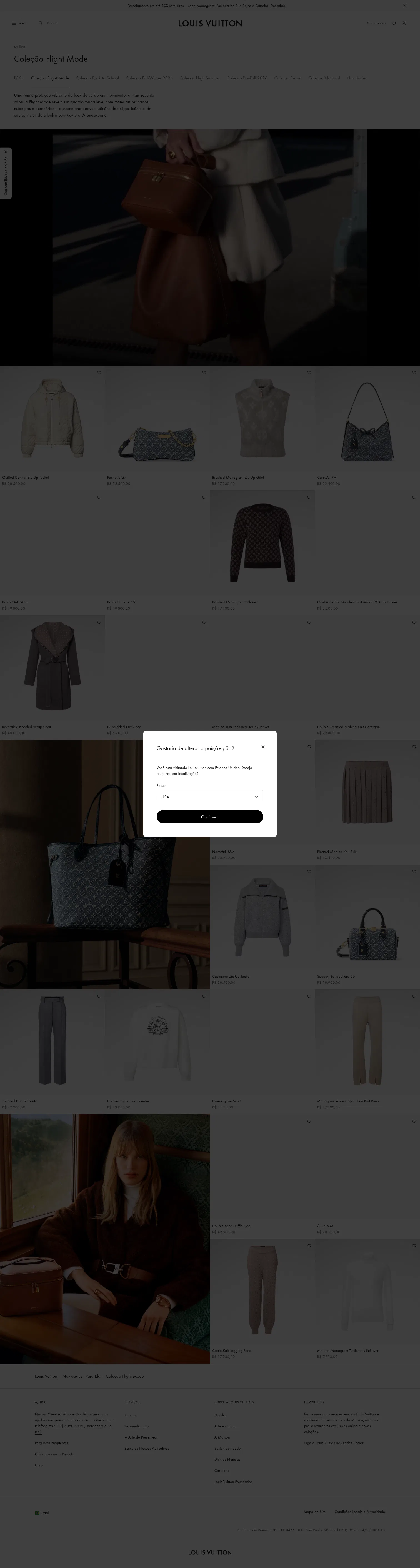 br.louisvuitton.com/por-br/mulher/colecao-flight-mode/_/N-t9oogkw on desktop, full screenshot