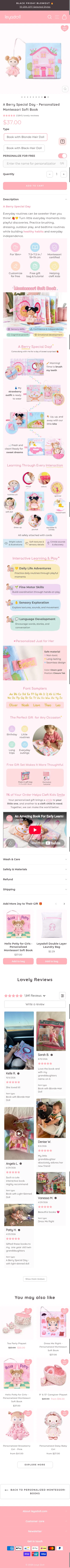 leyadoll.com/collections/my-first-book/products/a-berry-special-day-soft-book-for-babies on mobile