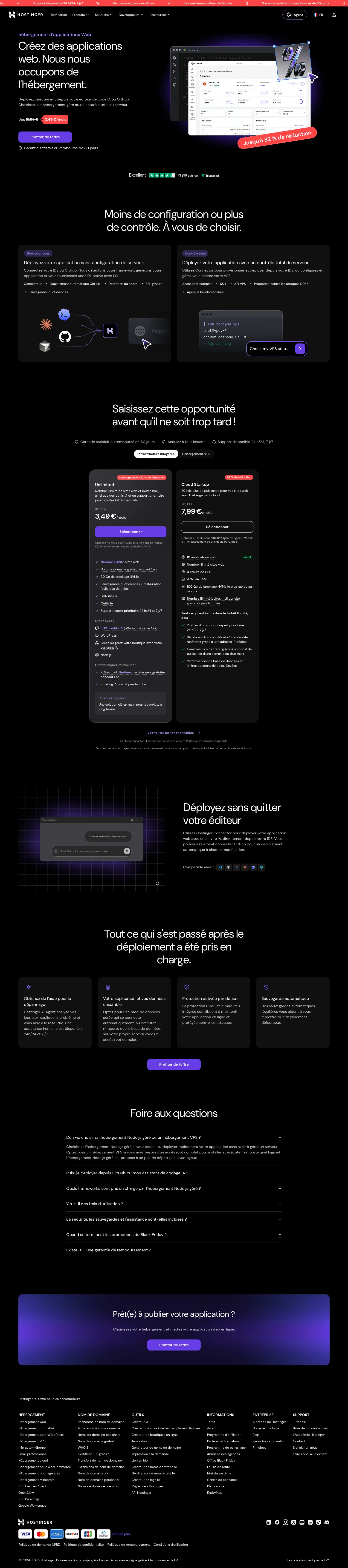 hostinger.com/fr/bundle/deal-for-builders on desktop, full screenshot