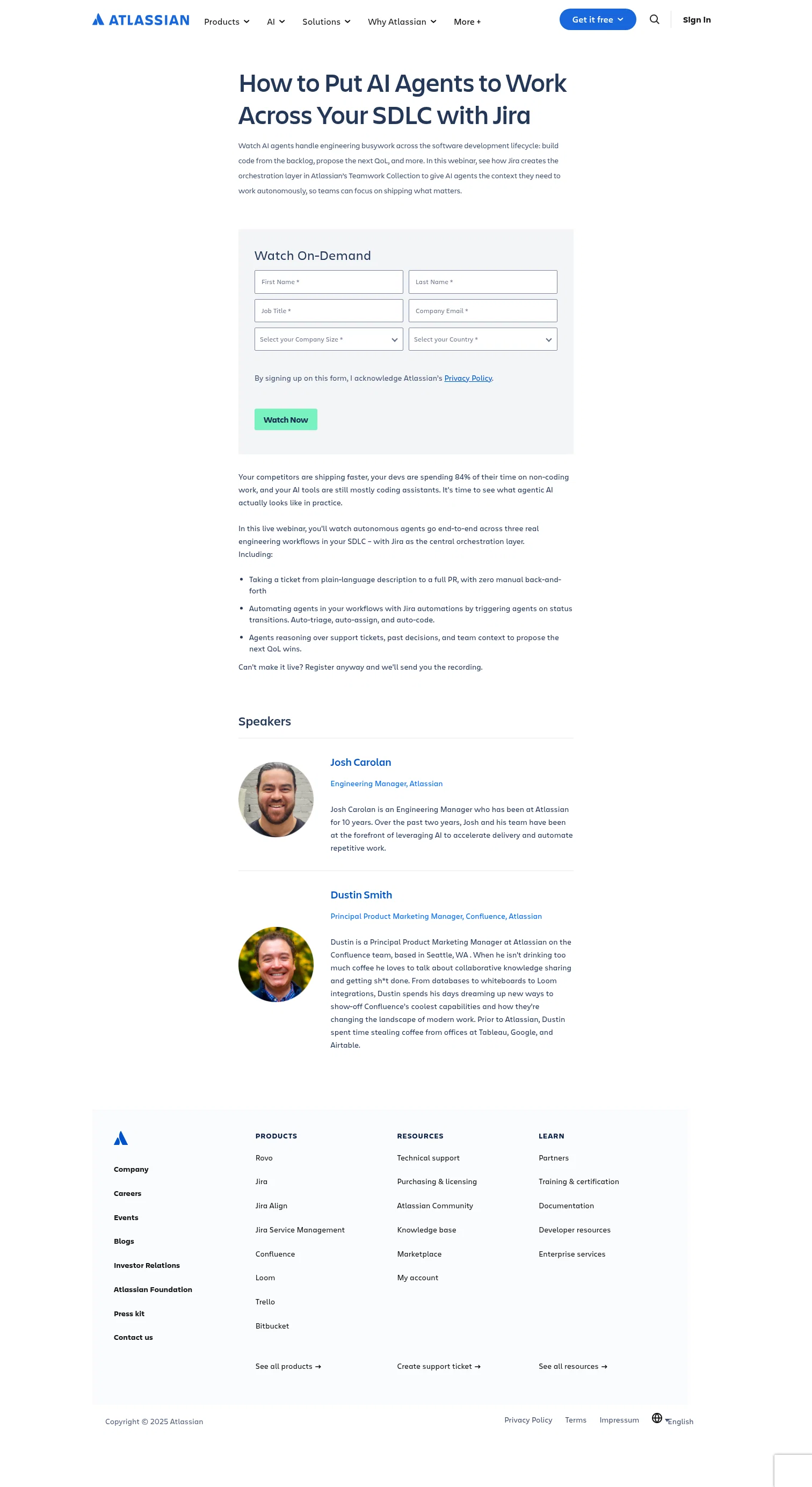 atlassian.com/webinars/enterprise-cloud/put-ai-agents-to-work-across-your-sdlc on desktop
