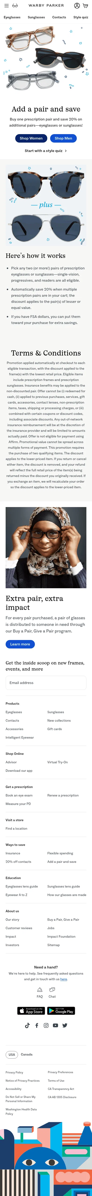 warbyparker.com/add-a-pair-and-save on mobile