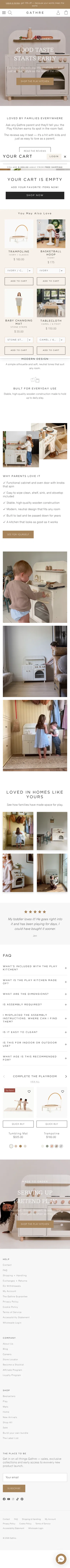 gathre.com/pages/gathre-play-kitchen on mobile, full screenshot
