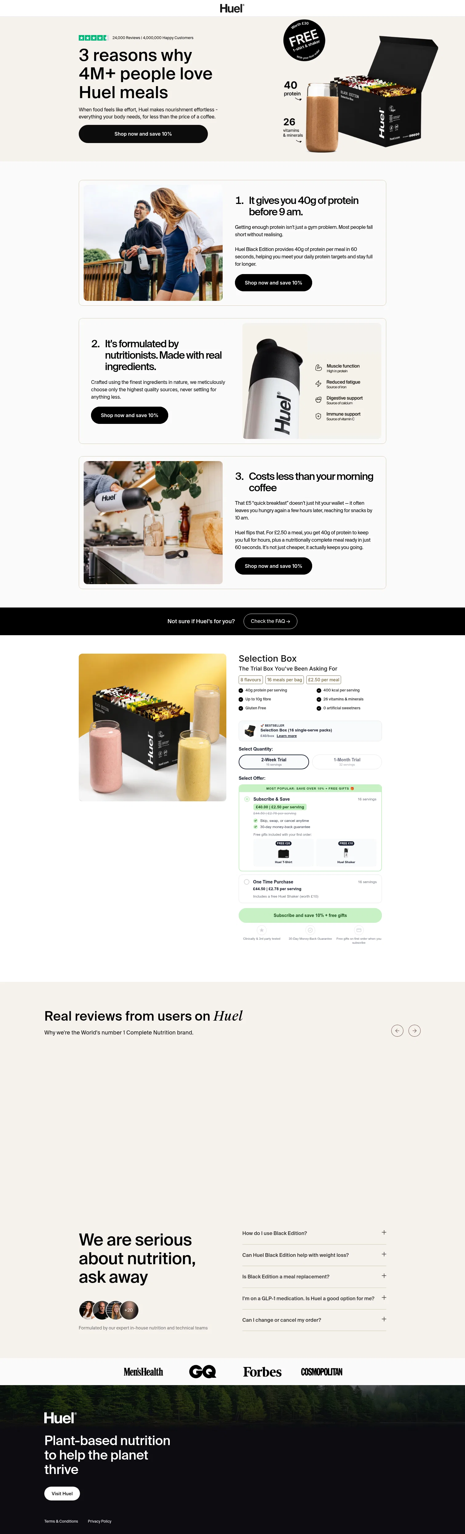 Huel landing page