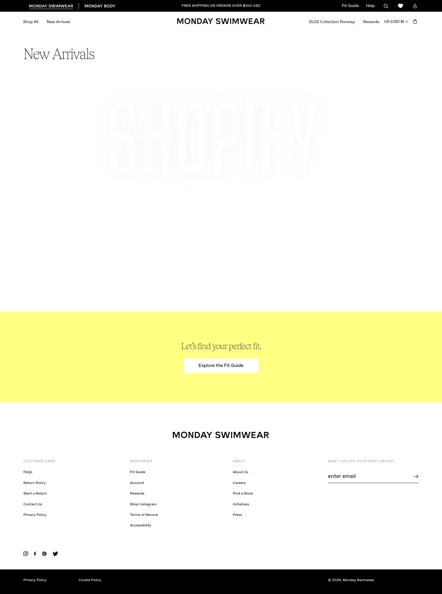 Monday Swimwear landing page