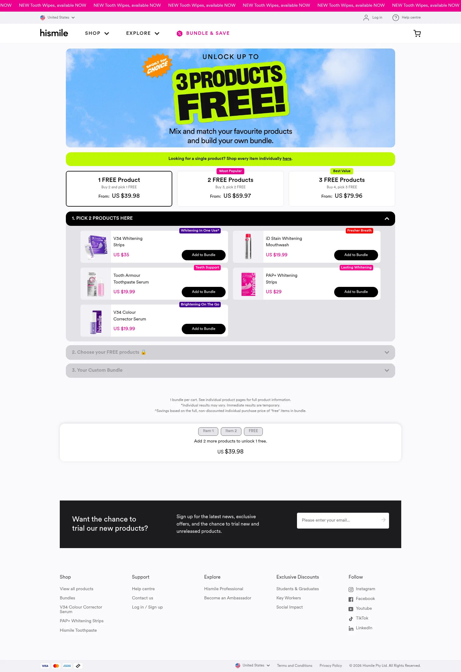 Hismile landing page