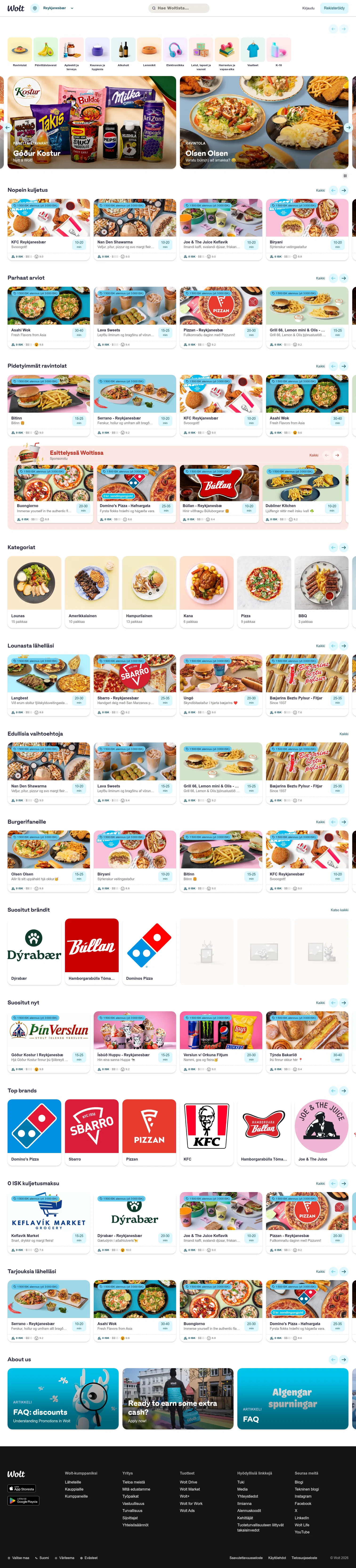 wolt.com/fi/discovery on desktop, full screenshot