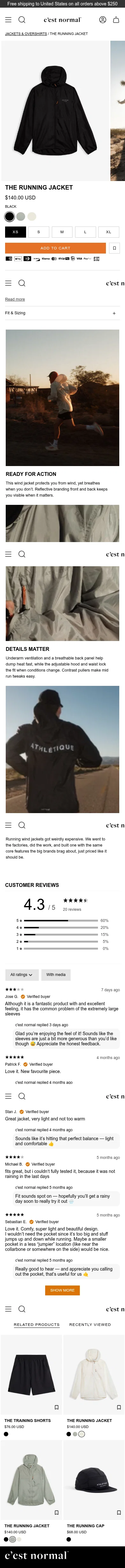 cestnormal.com/products/the-running-jacket-black on mobile