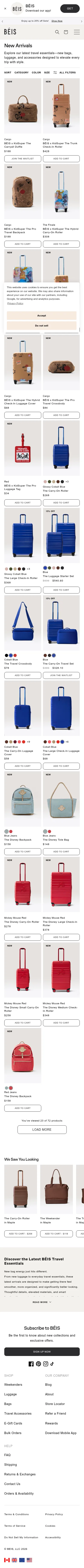 beistravel.com/collections/new-arrivals on mobile, full screenshot