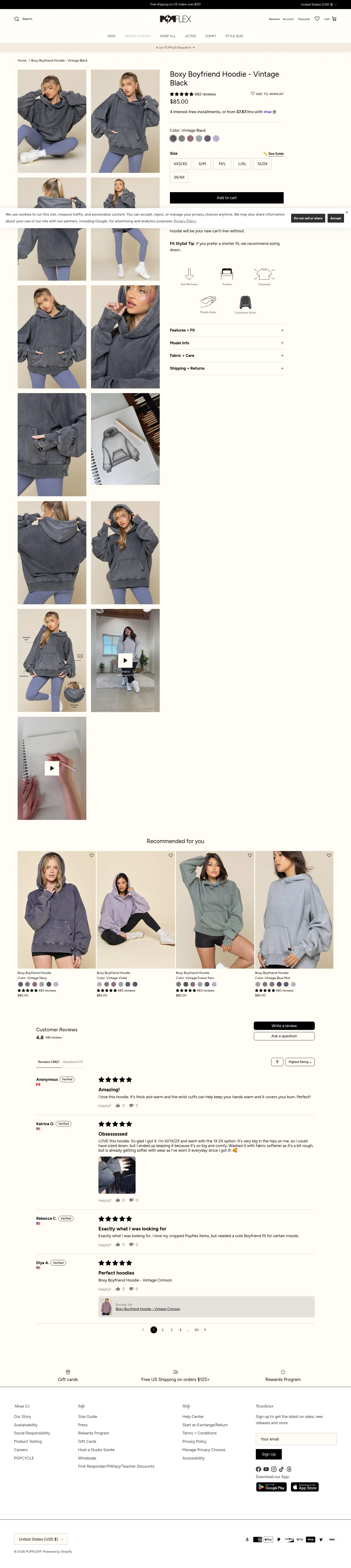 popflexactive.com/products/boxy-boyfriend-hoodie-black on desktop, full screenshot
