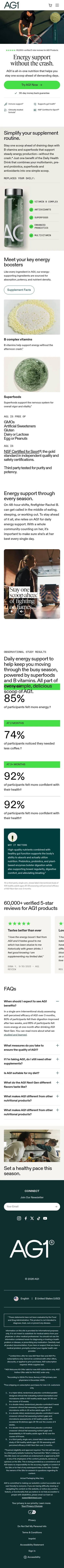 drinkag1.com/energy-support on mobile, full screenshot