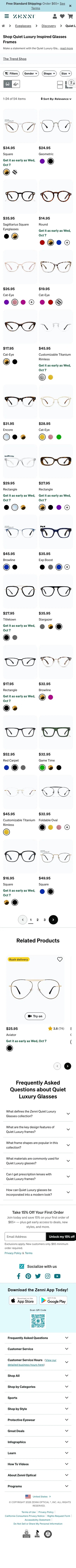 zennioptical.com/b/eyewear/quiet-luxury-glasses on mobile