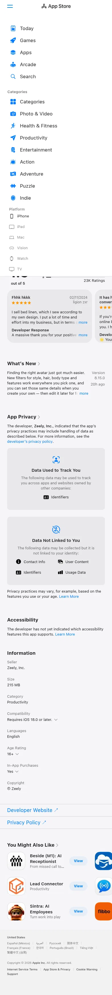 zeely.ai/preland on mobile, full screenshot