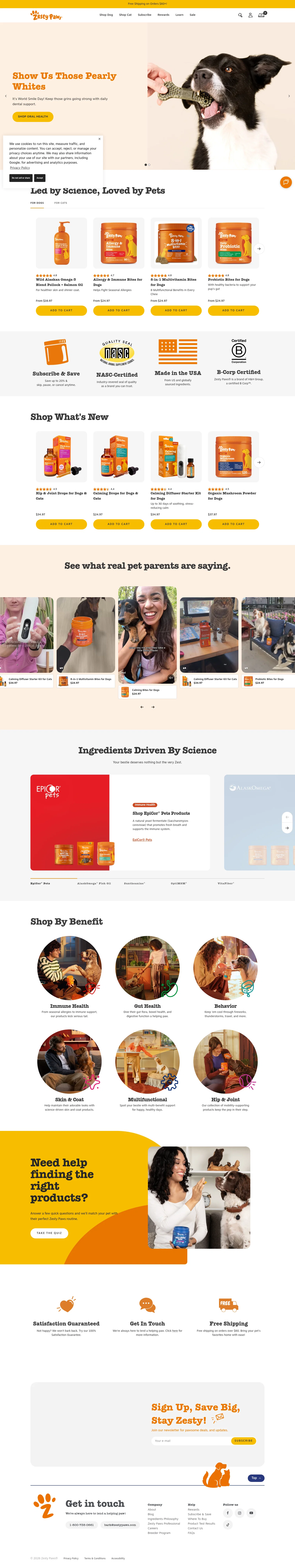 Zesty Paws landing page