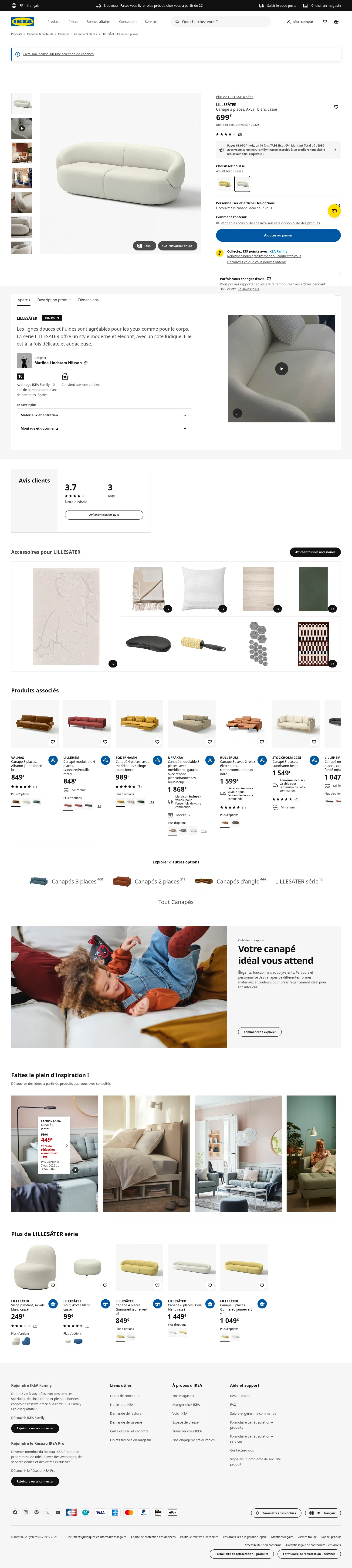 ikea.com/fr/fr/p/lillesaeter-canape-3-places-axvall-blanc-casse-40619071 on desktop, full screenshot