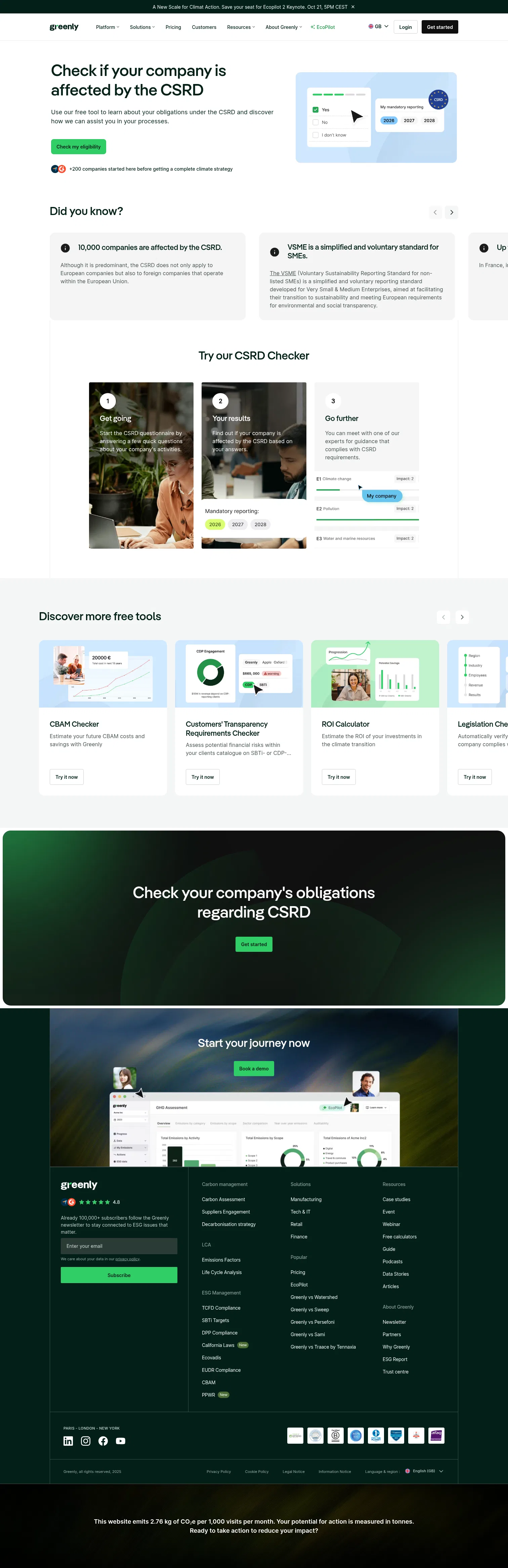 greenly.earth/en-gb/tools/csrd-checker on desktop, full screenshot