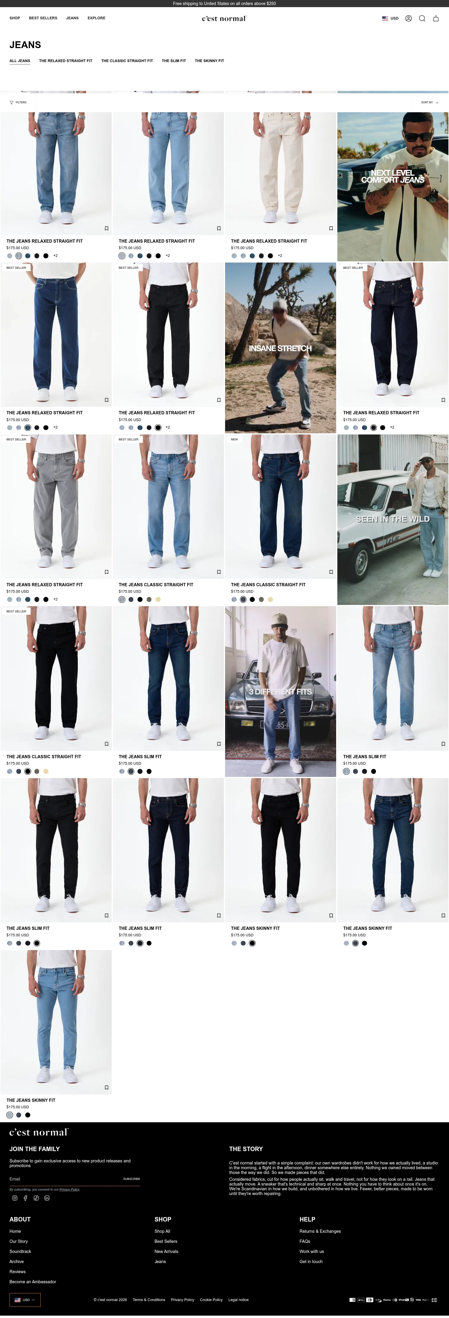 cestnormal.com/collections/jeans on desktop, full screenshot